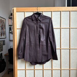 COS Leather Shirtjacket- Bordeaux